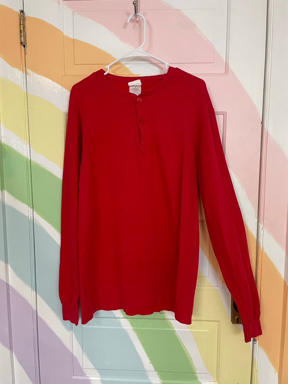 Vintage LL Bean River Driver Shirt Large Tall Red Wool Henley USA